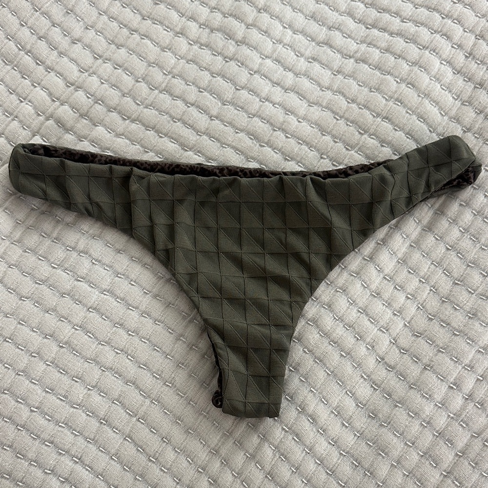 Acacia Olive Green Geometric Print Ho’okipa Bikini Bottom